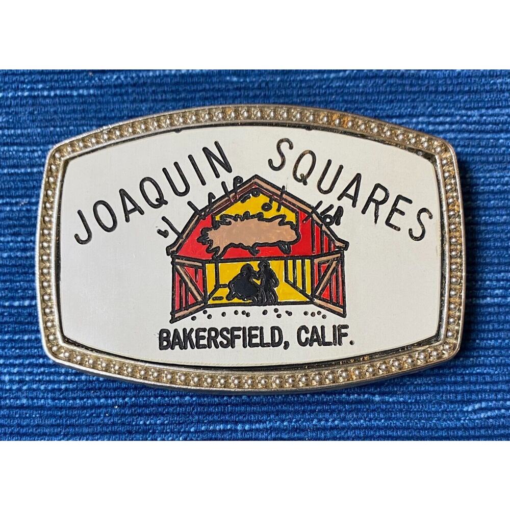 Vintage Joaquin Squares Belt Buckle Bakersfield California Square Dancing 987A